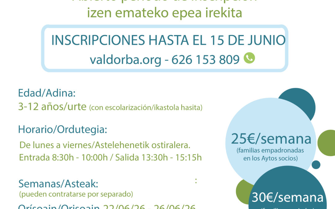 COLONIAS RURALES de la VALDORBA VERANO 2026 / 2026ko ORBAIBARREKO UDAKO UDALEKUETAK